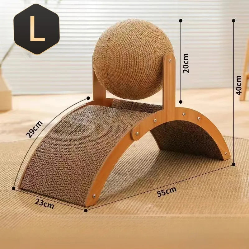 2 In 1 Wooden Cat Scratching Ball Toy With Sisal Board