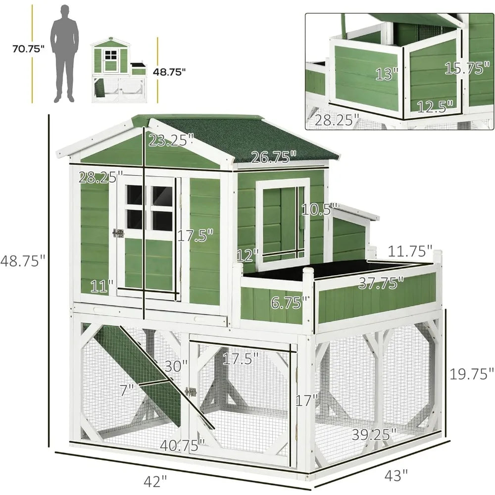 49 Inch Small Chicken Coop with Garden Space for 2-4 Birds
