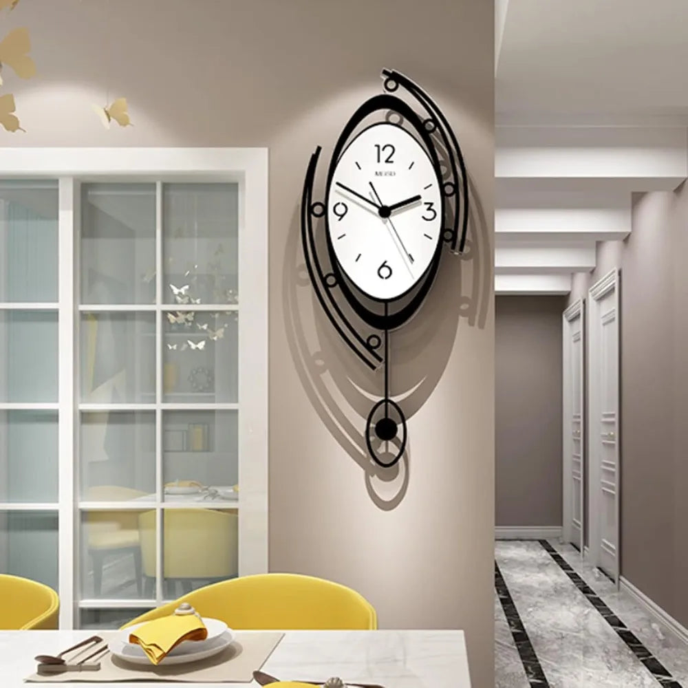 Large Silent Pendulum Wall Clock 23 Inch Living Room Decor