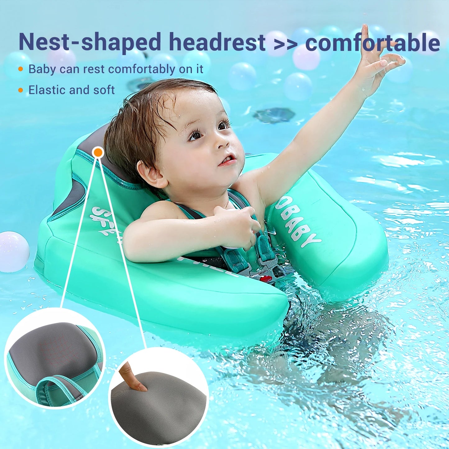 Mambobaby Baby Float with Sunshade and Crotch Strap