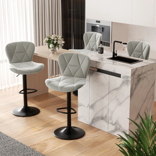 Bar Chairs 360 Degree Adjustable Faux Leather Backrest