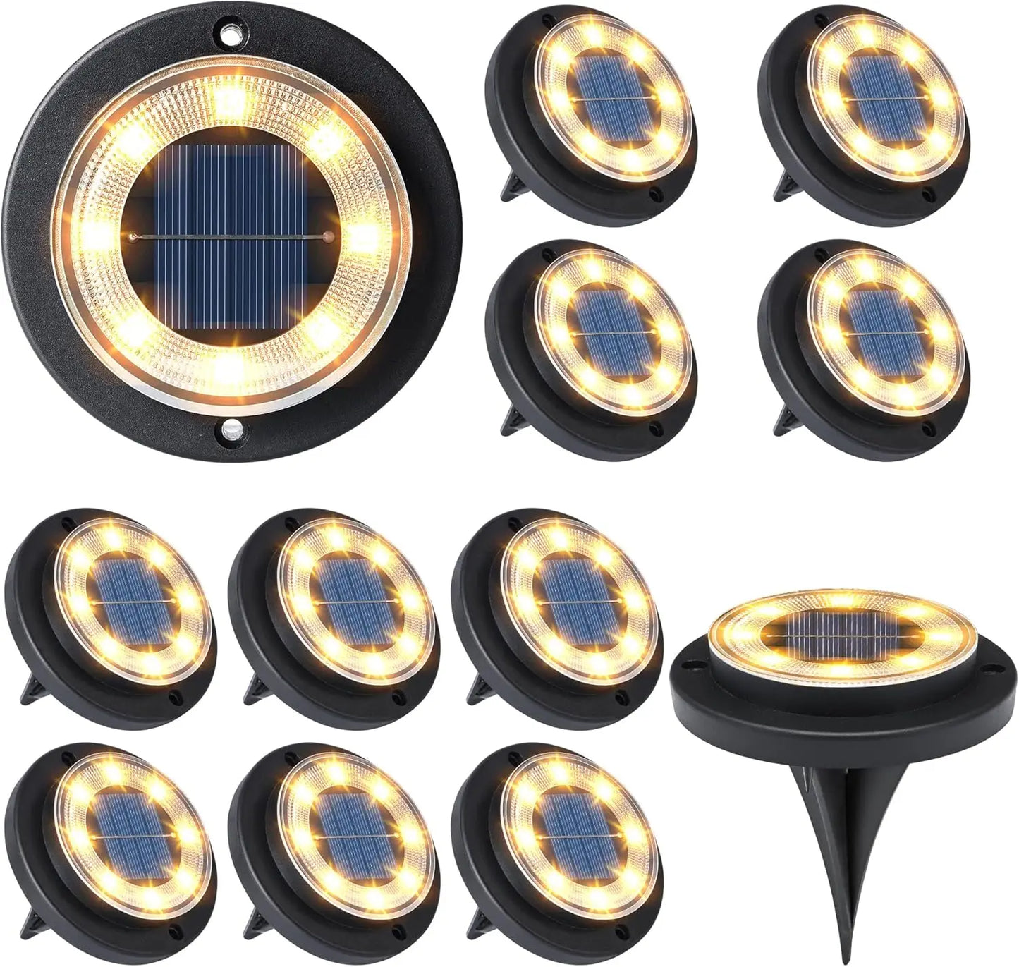 XMSJ Solar Ground Lights Waterproof Outdoor Disk Lights