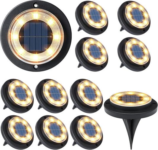 XMSJ Solar Ground Lights Waterproof Outdoor Disk Lights