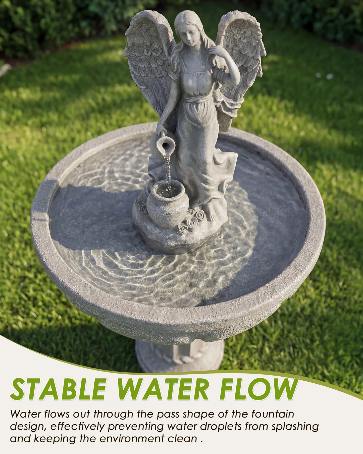 Outdoor Water Fountain Resin With Auto Shutoff Pump For Garden