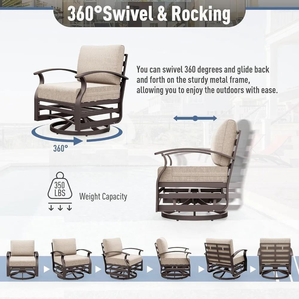 3 Piece Aluminum Patio Furniture Set With Swivel Rockers