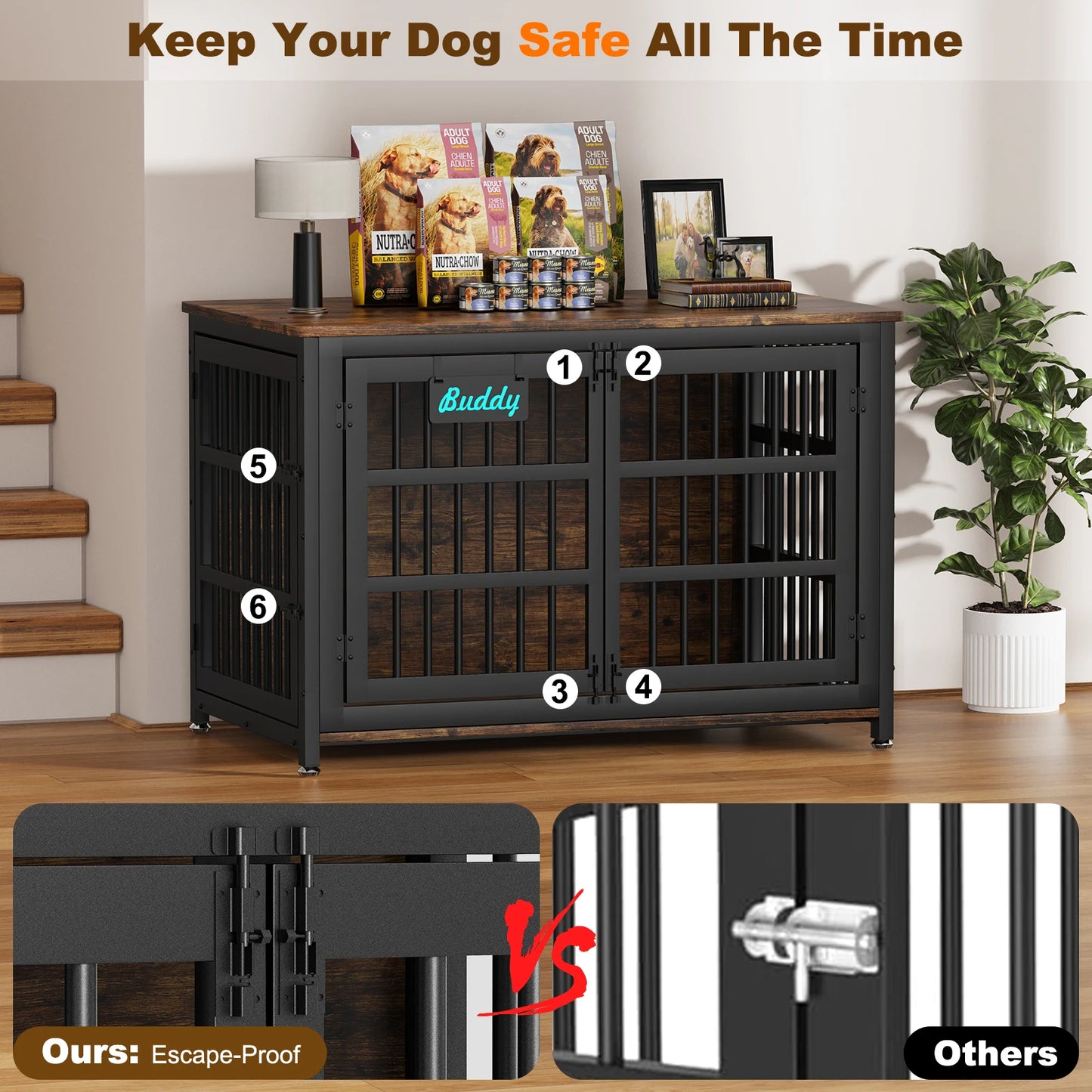 Dog Crate Furniture With Casters Heavy Duty Kennel For Indoor Use TV Stand