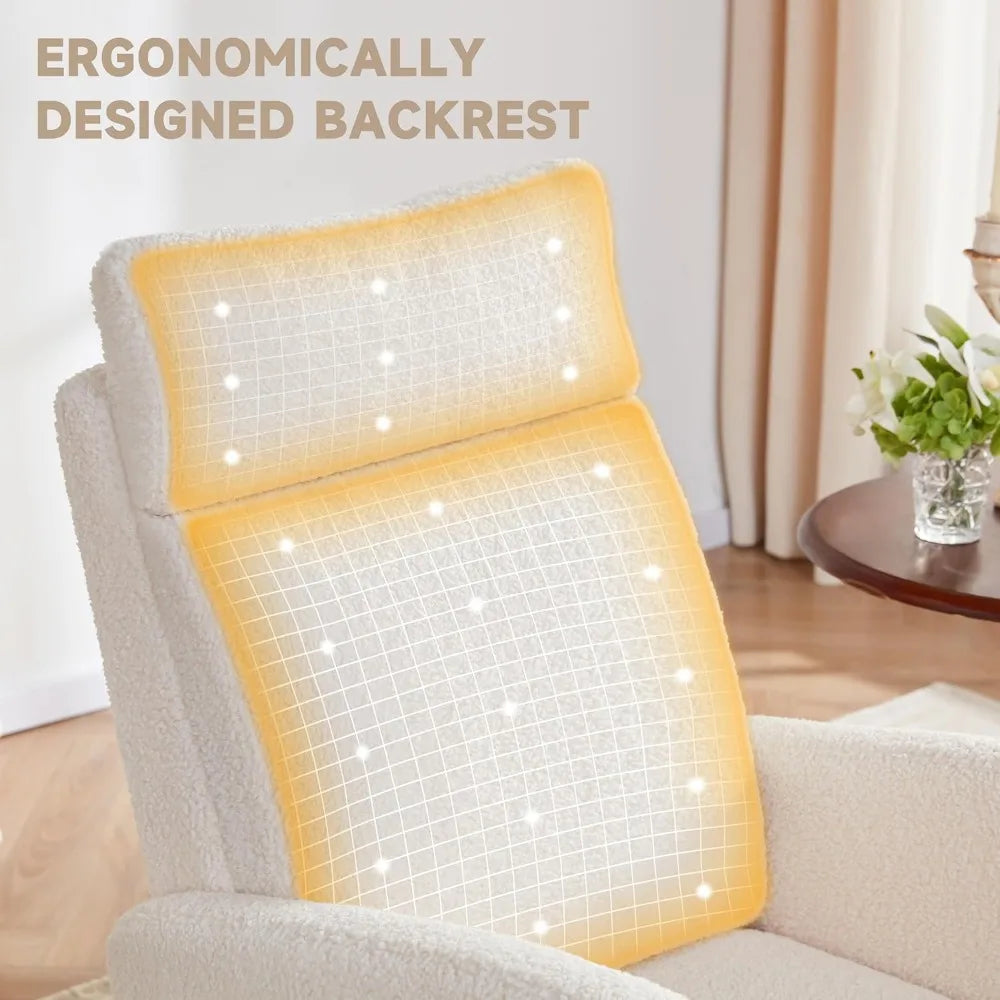 RBXC Rocking Chair Nursery Glider With High Back For Baby