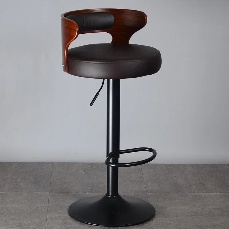 Modern Front Desk High Chair Solid Wood Bar Stool Swivel