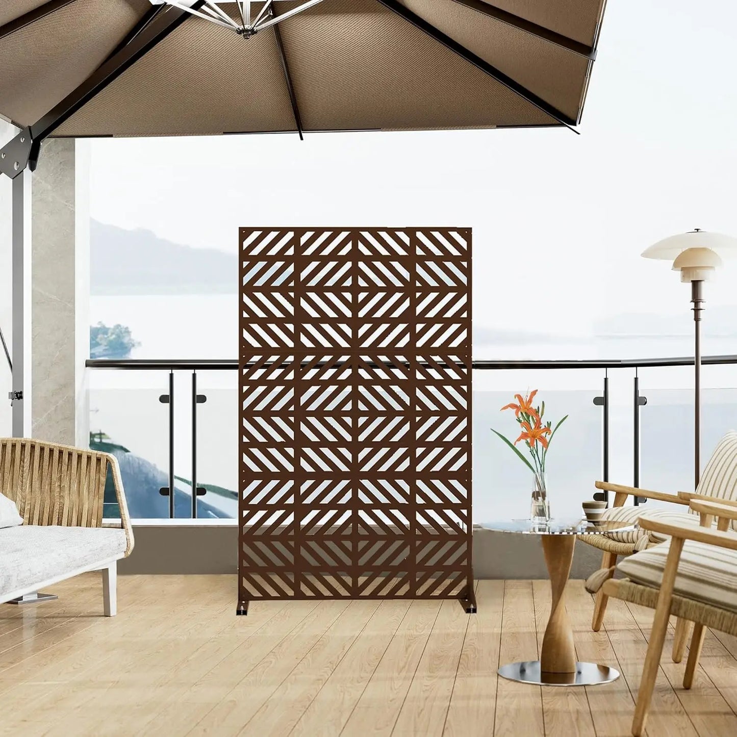 Outdoor Privacy Screen 72 Inch Modern Geometric Panels