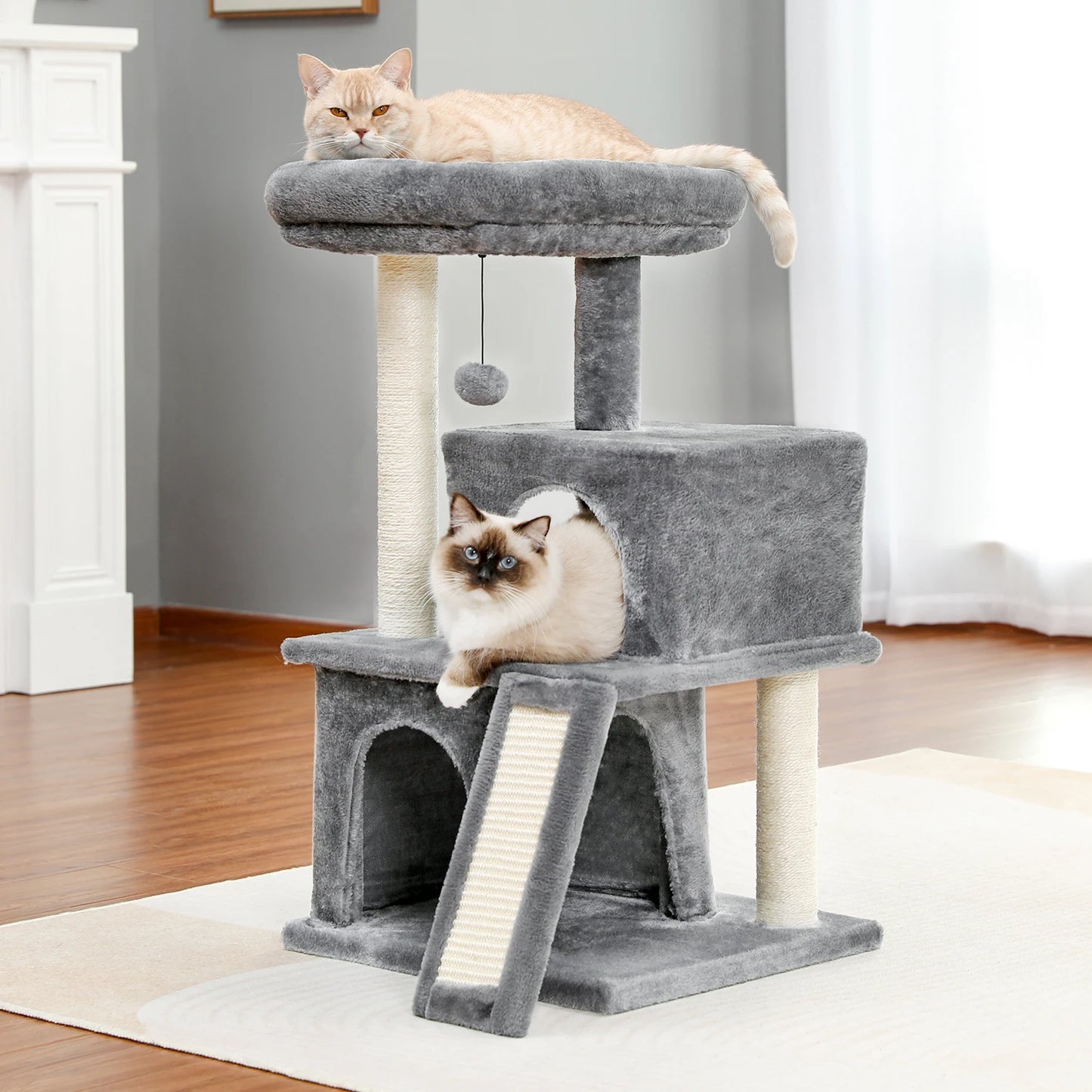 Large Multi-Level Cat Tree with Spacious Condos and Toys