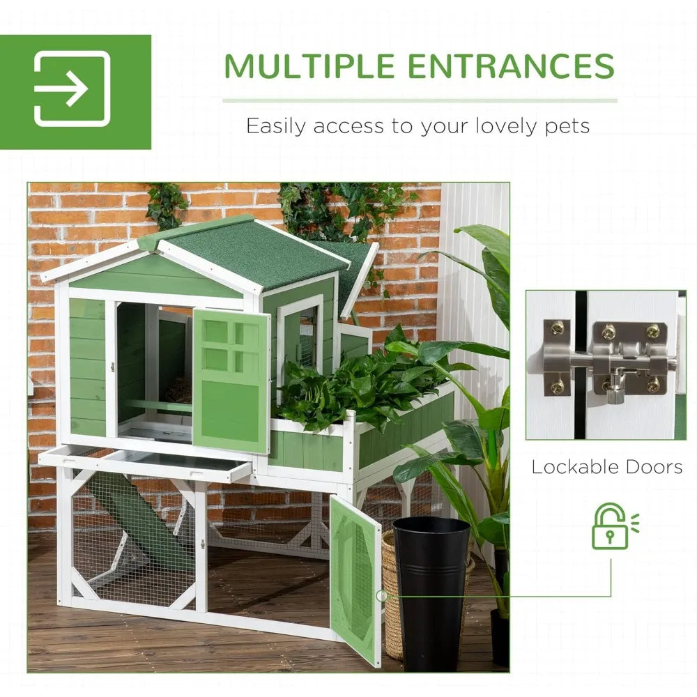 49 Inch Small Chicken Coop with Garden Space for 2-4 Birds