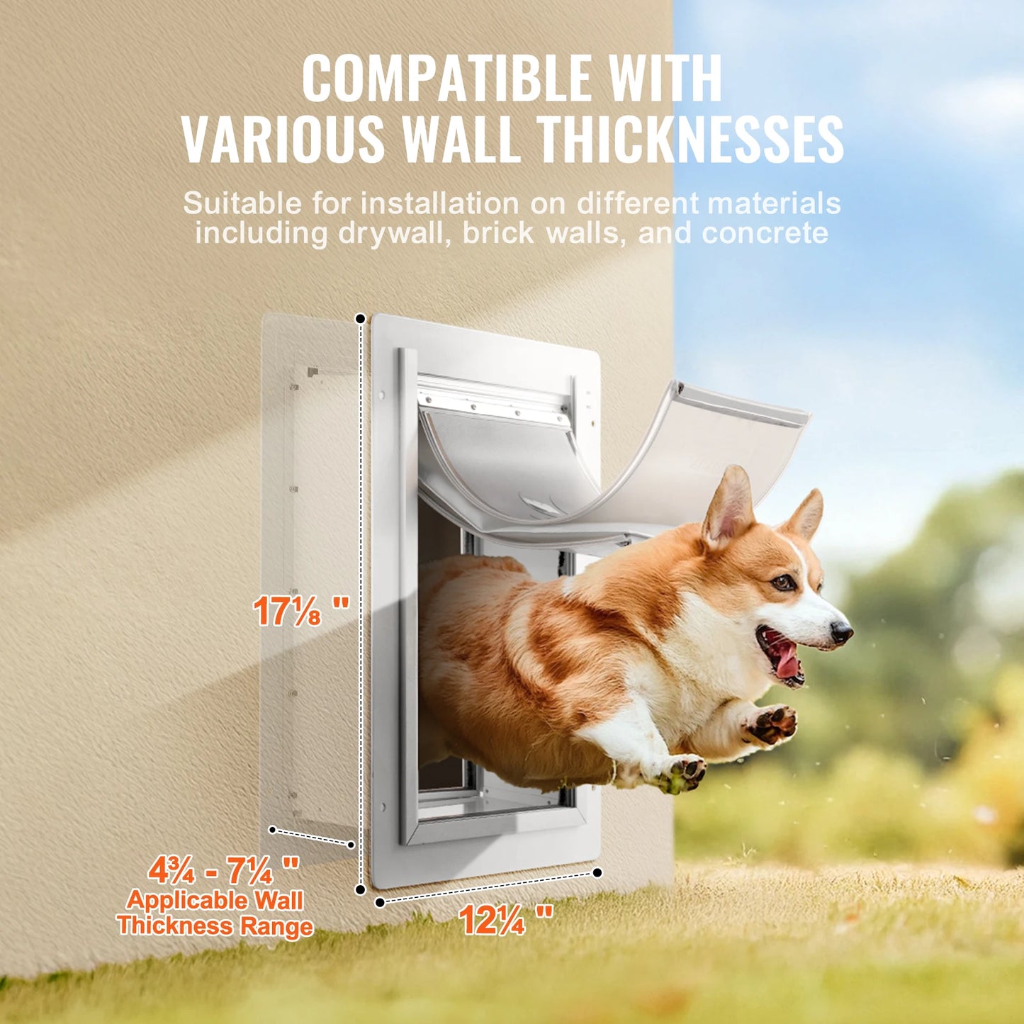 SucceBuy Metal Frame Pet Door with Lock and Weatherproof Flaps