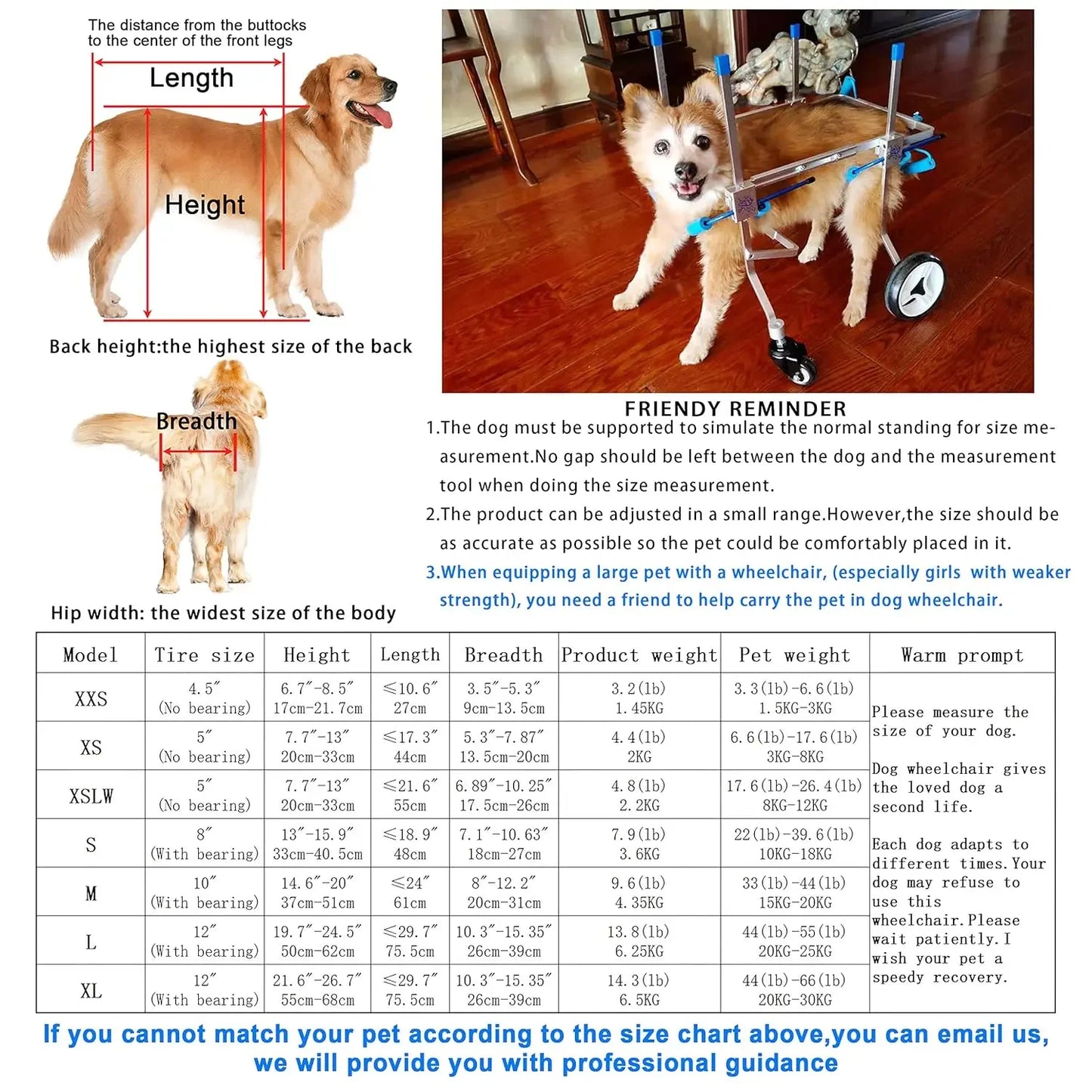 4 Wheel Dog Cart Wheelchair Pets With Disabled Hind Legs