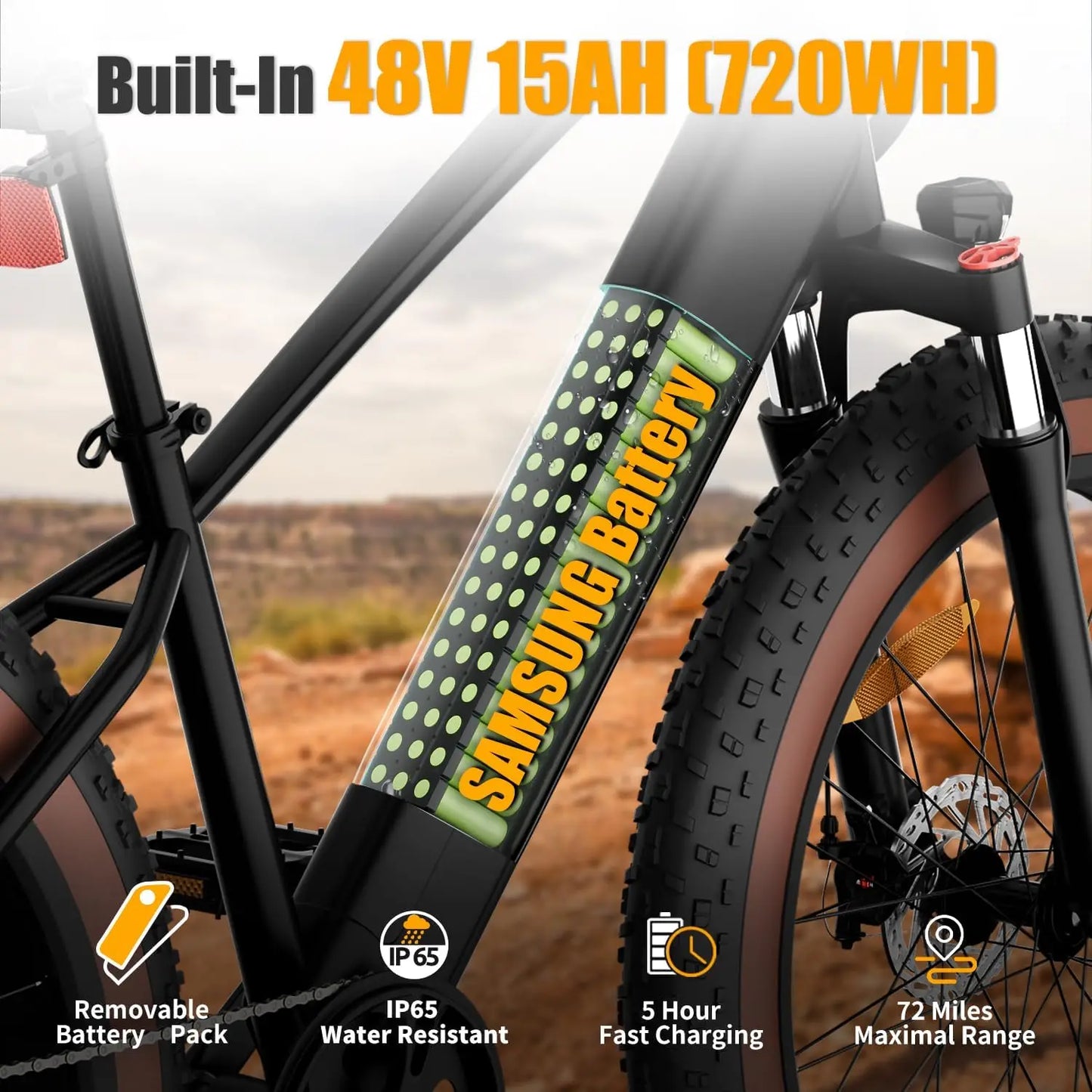 Luckeep C26 1500W Electric Bike 28 MPH 72 Miles Range