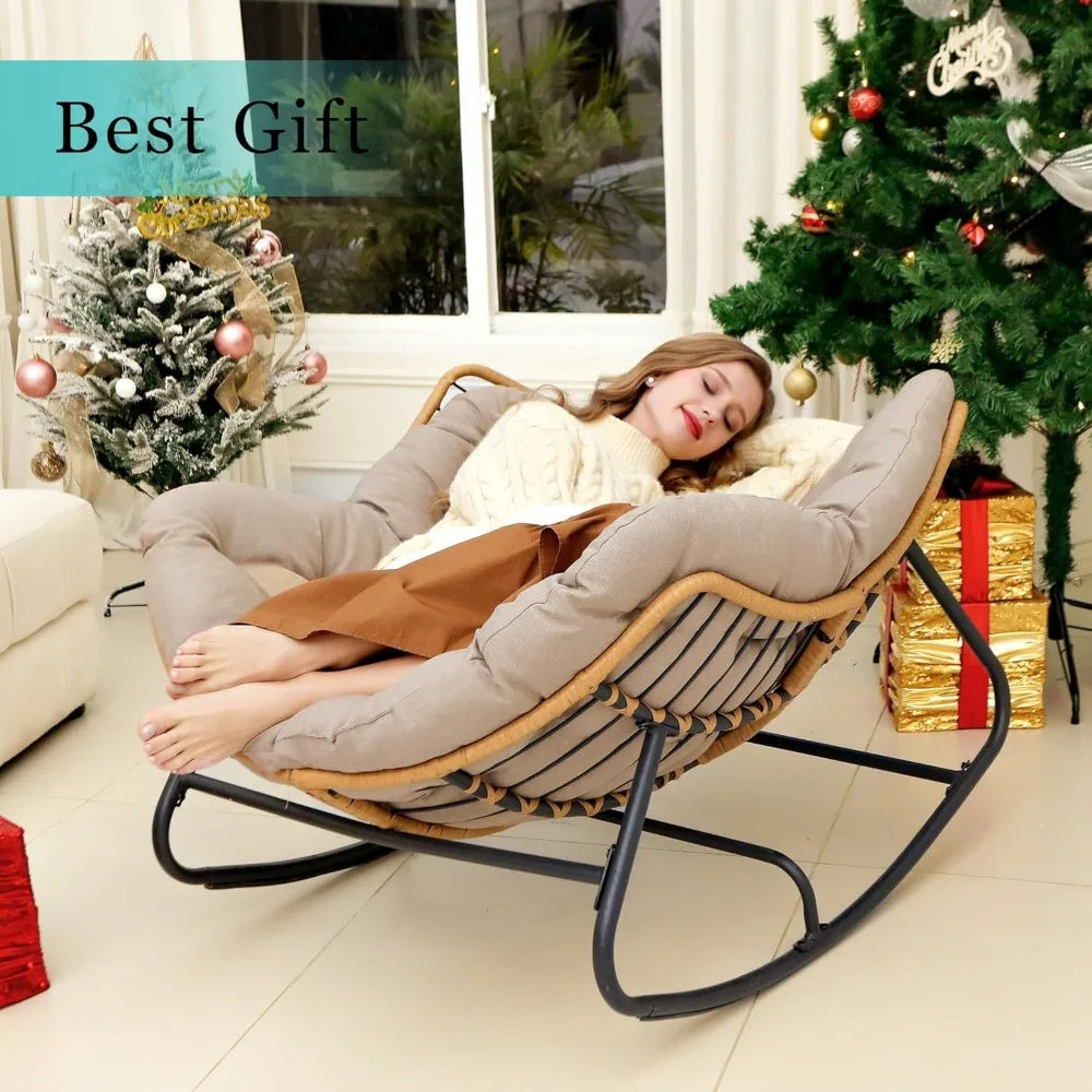 Outdoor Oversized Papasan Chair with Cushion for Relaxation