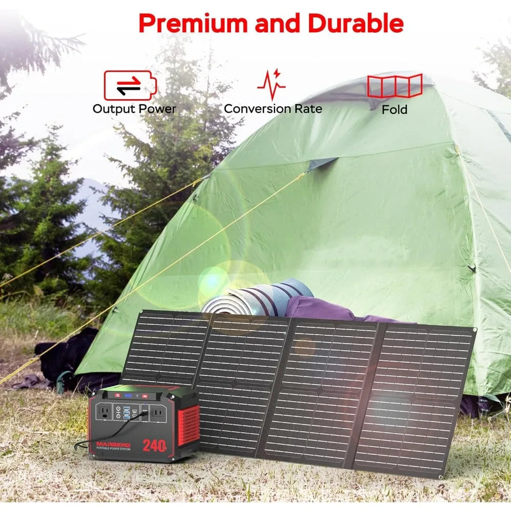 Portable Solar Generator 240Wh 300W Power Station With 60W Panel