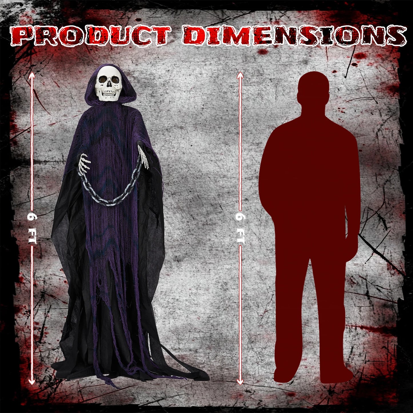 6ft Life Size Grim Reaper Animatronic Outdoor Decor Sound