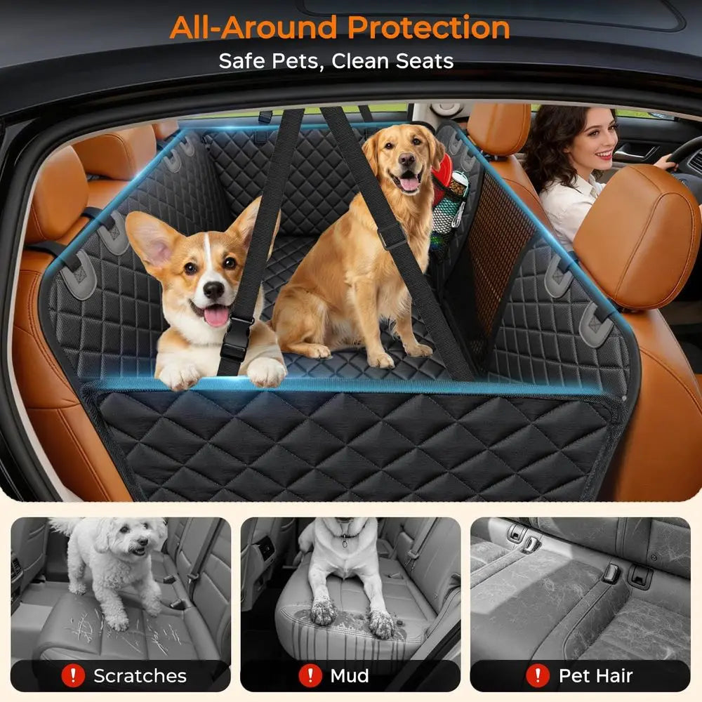 Backseat Dog Car Seat Cover Hammock With Bottom Protector