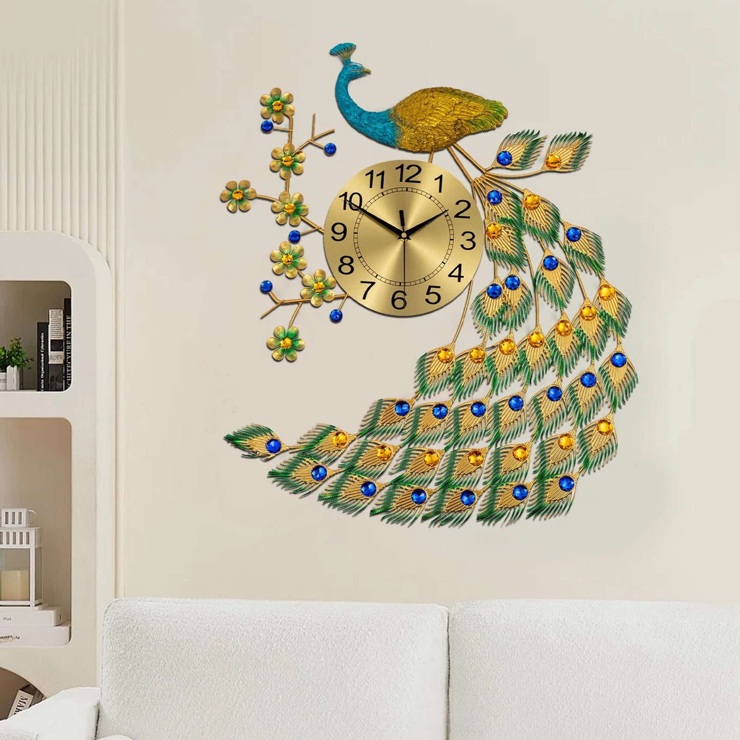 Peacock Wall Clock Modern Art Living Room Decor Exquisite Gift