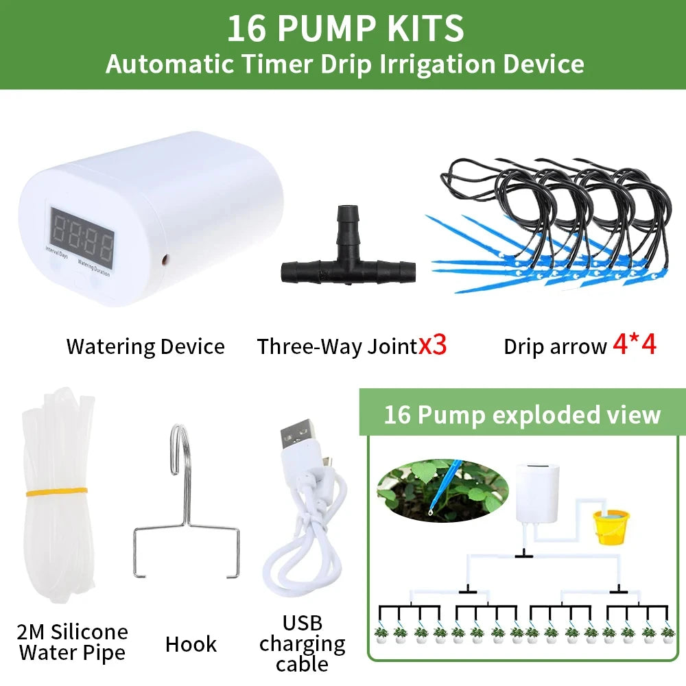 Automatic Plant Watering Pump Sprinkler Kit With Timer