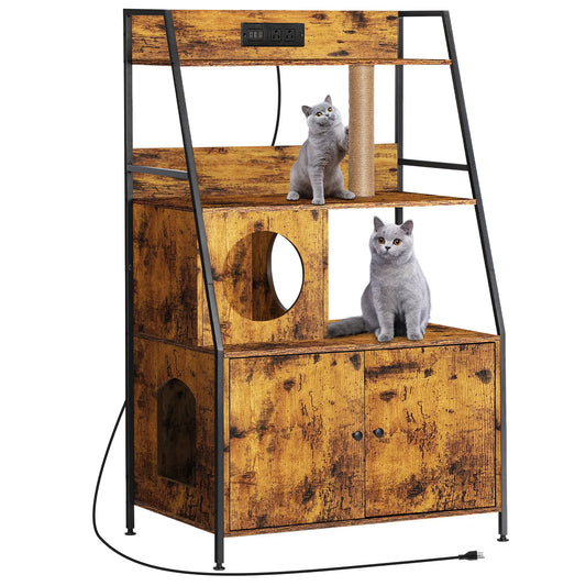 Cat Litter Box Enclosure with Storage and Cat Tree