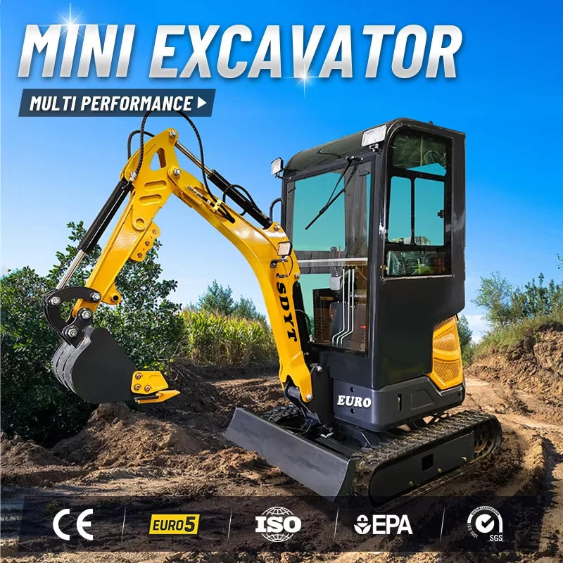 Factory Price 1.2 Ton Small Excavator Euro 5 EPA Engine