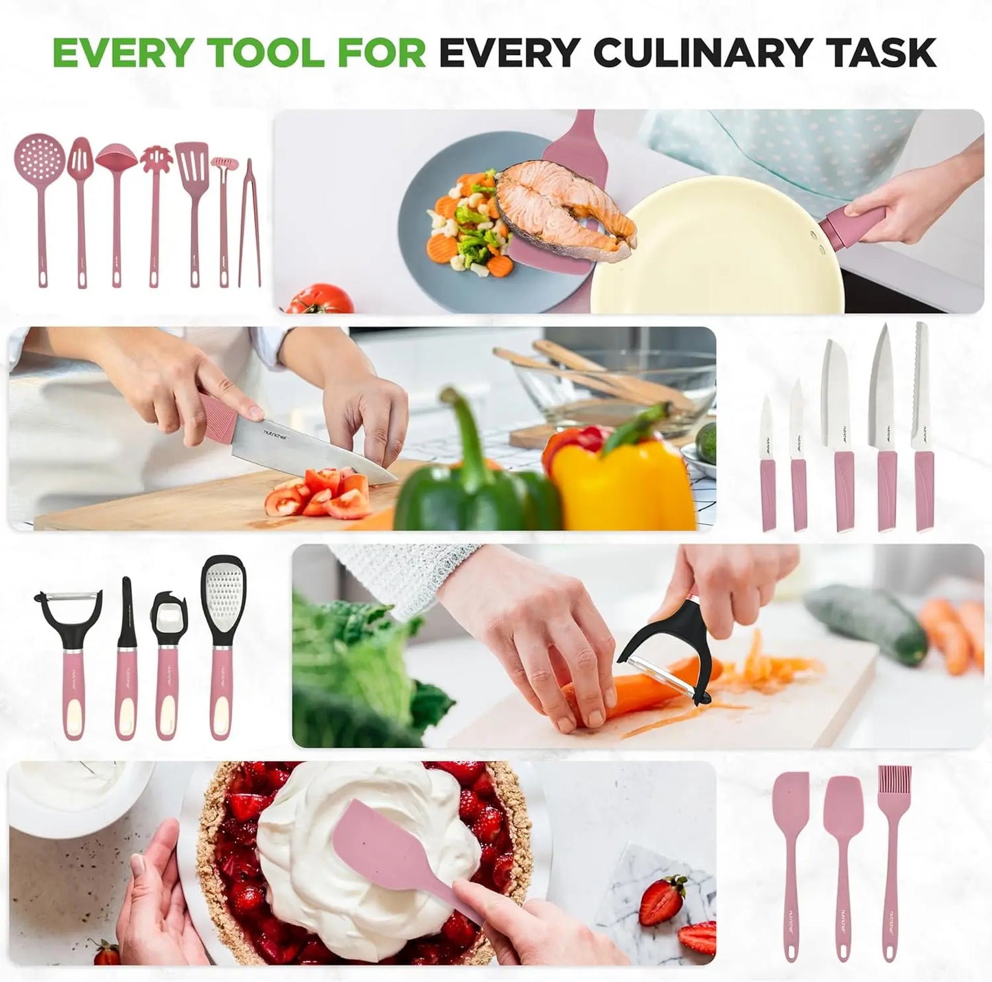 54 Piece Ceramic Nonstick Cookware Set With Utensils Bakeware And Knife Set For Gas And Electric Stoves