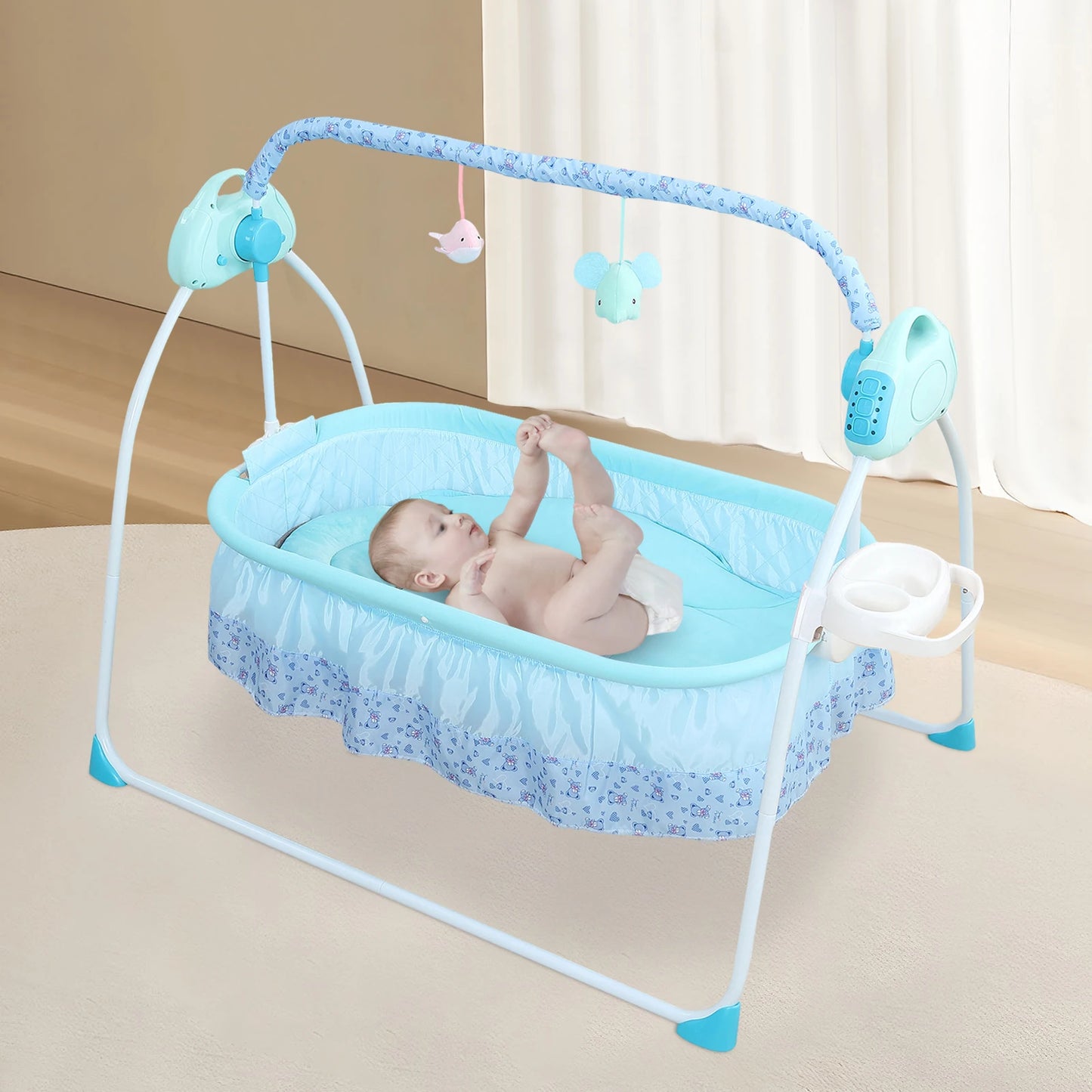 Electric Baby Crib Cradle Rocker Swing Bed For Infants