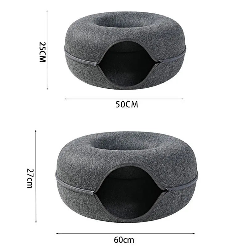 Interactive Donut Cat Bed Tunnel Indoor Pet House