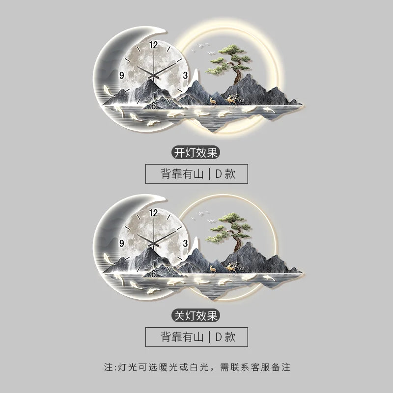 Fashion Luxury Wall Clock Chinese Style Nordic Decor Silent