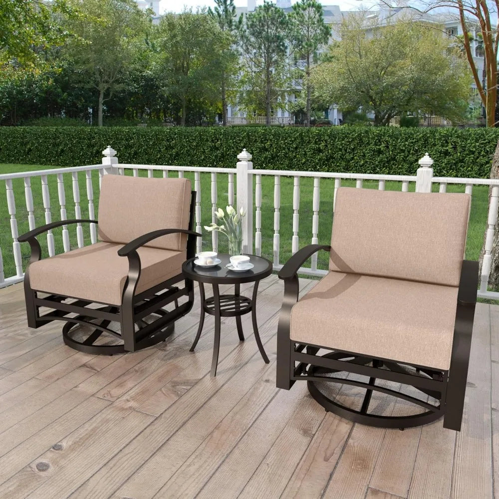 3 Piece Aluminum Patio Furniture Set With Swivel Rockers