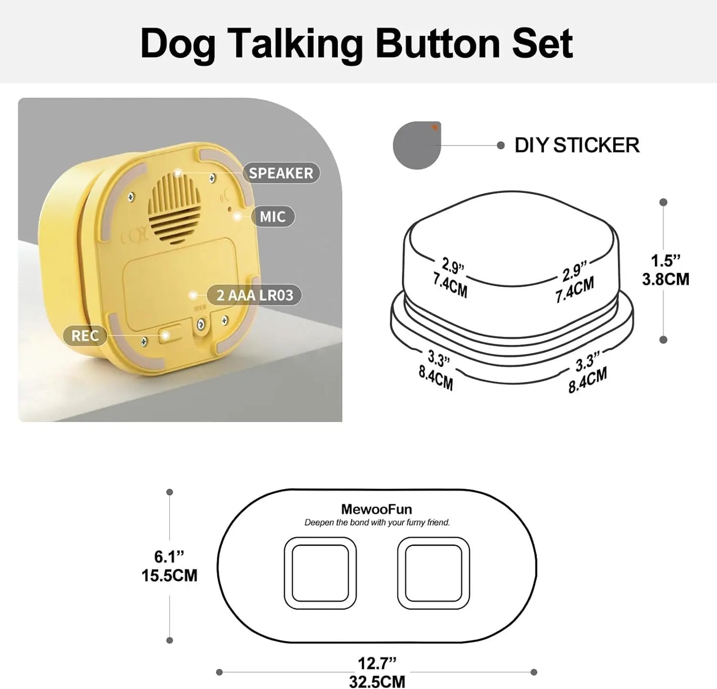 Mewoofun Recordable Dog Communication Buttons Set