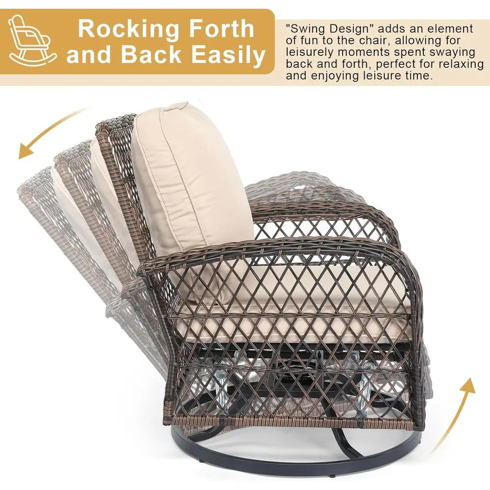 Outdoor Patio Furniture Set With Swivel Chairs And Bistro Table