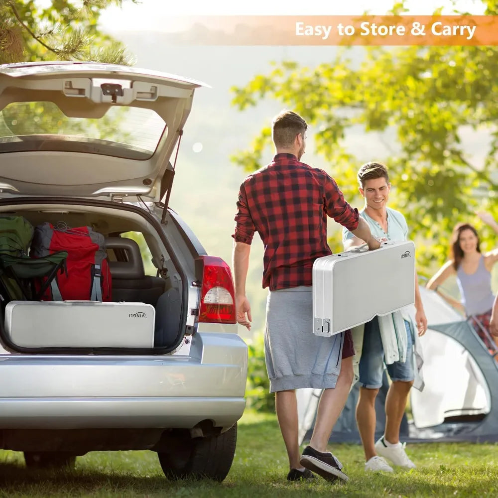 Foldable Aluminum Camping Picnic Table With Seats And Umbrella Hole