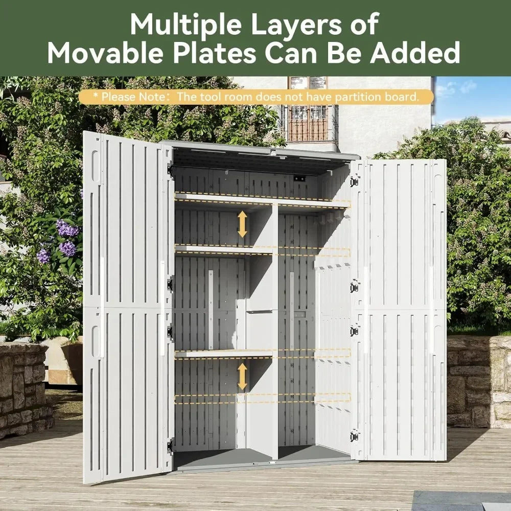Outdoor Vertical Storage Shed With Floor For Garage Use