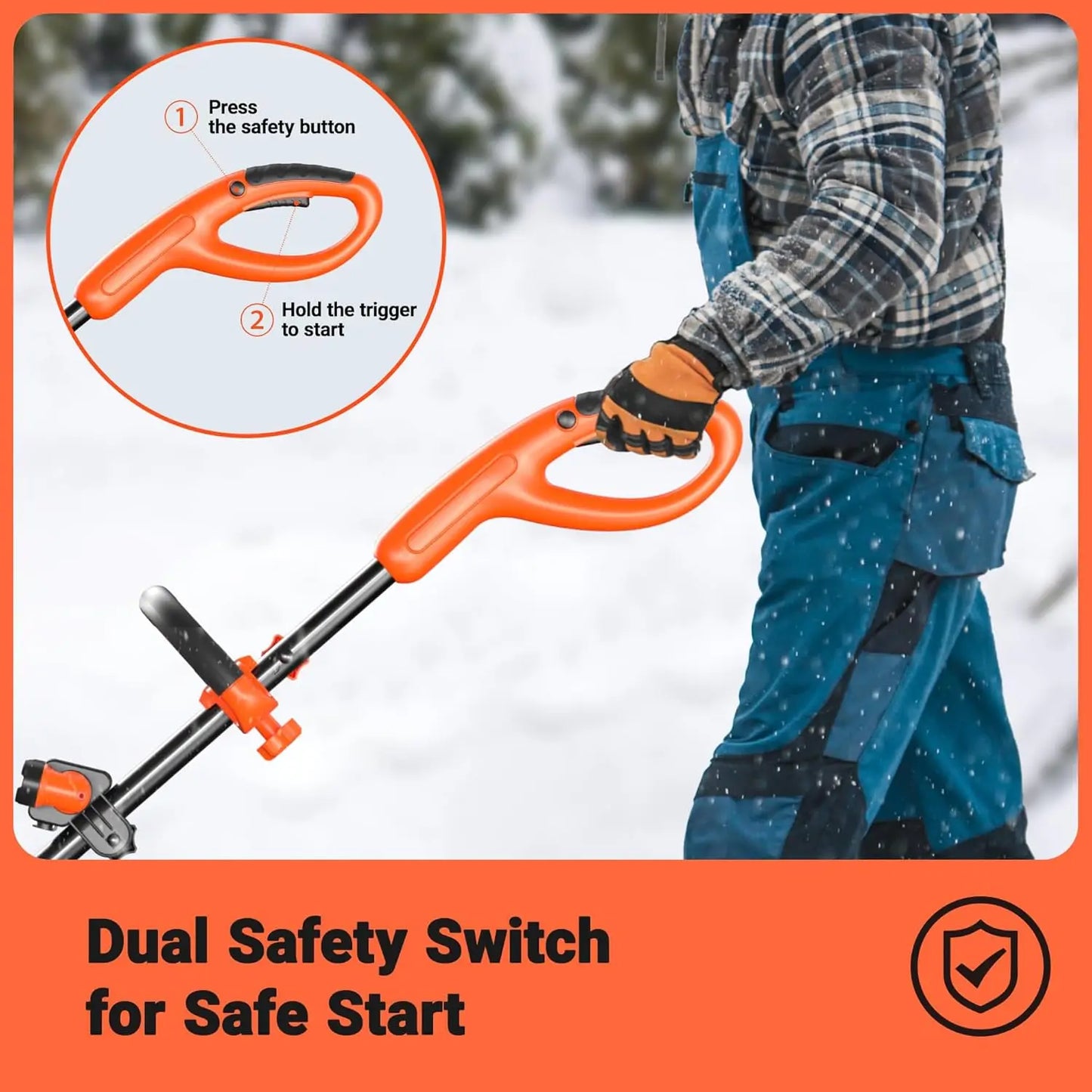 Cordless Snow Shovel 48V 16 Inch Brushless With LED Lights