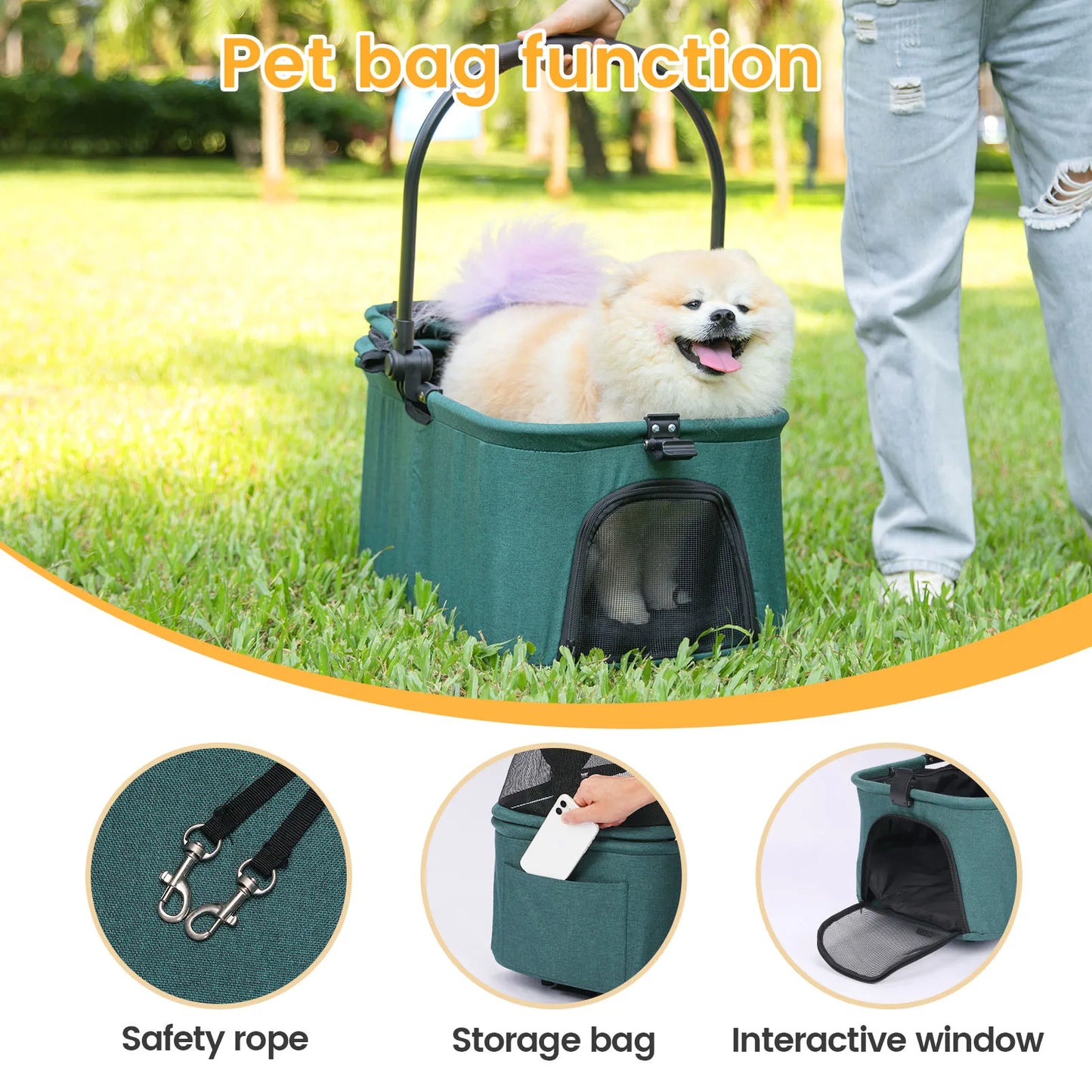 Wedyvko One-Click Folding Pet Stroller for Small Dogs