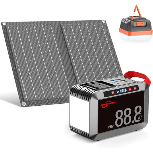 Portable Solar Generator Power Station with Included Solar Panels for Camping