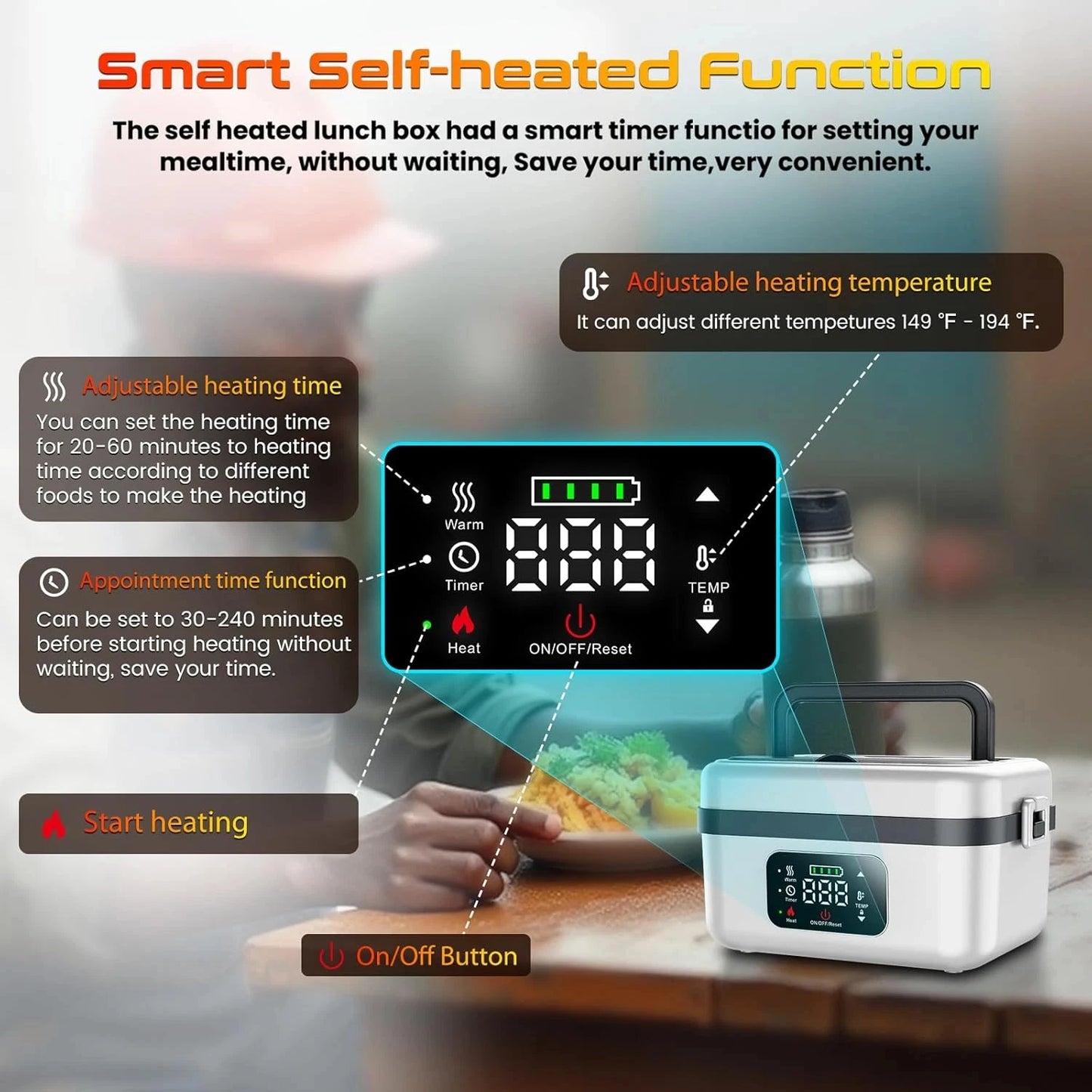 Wireless Insulated Lunch Box With Built In 8000mAh Battery