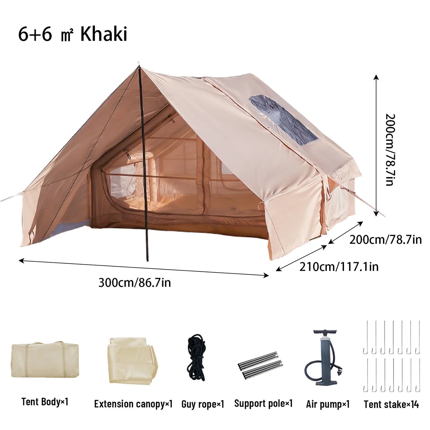 Pakicetus Inflatable Tent With Skylight Quick Setup Pump