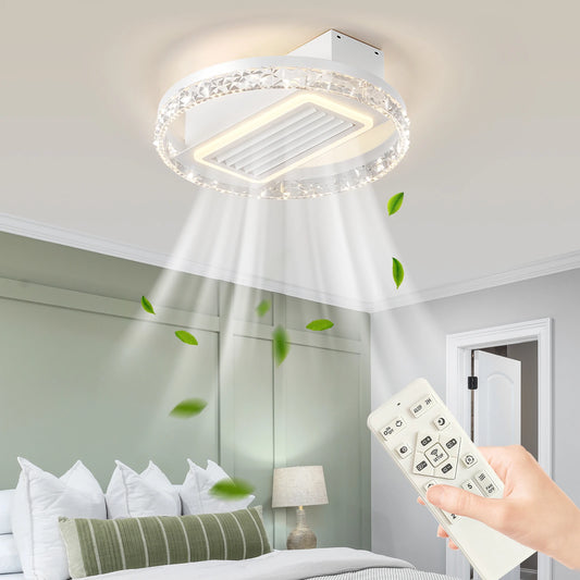 ARLGSITE Crystal LED Ceiling Fan With Light Dimmable Remote Control