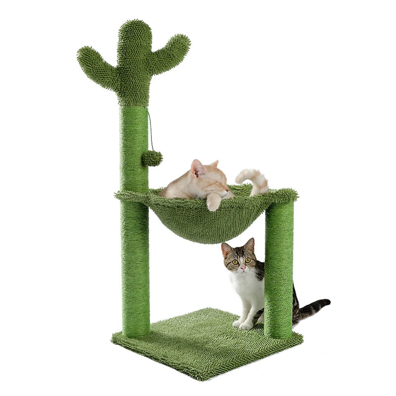 Cute Cactus Cat Tree Toy with Ball and Scratching Post
