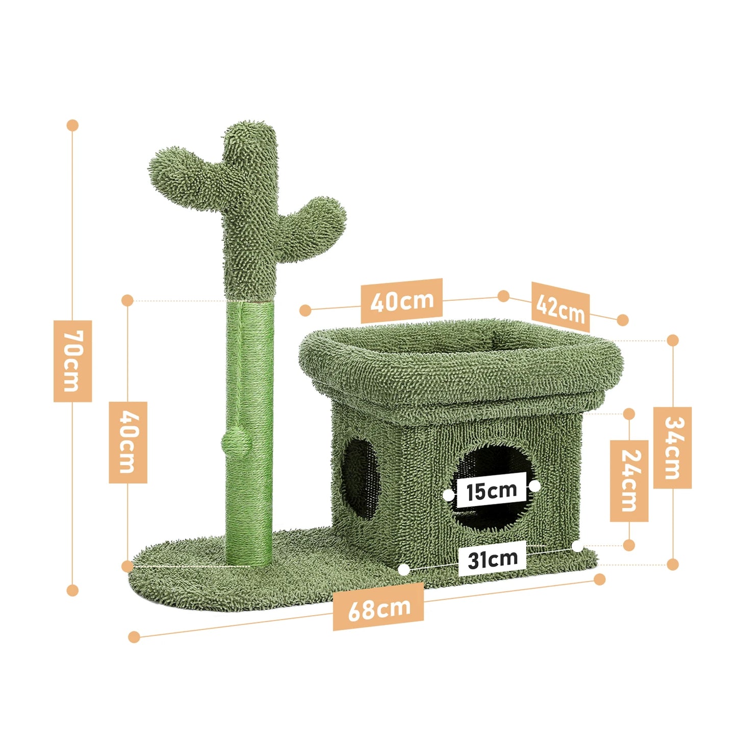Cute Cactus Cat Tree Toy with Ball and Scratching Post